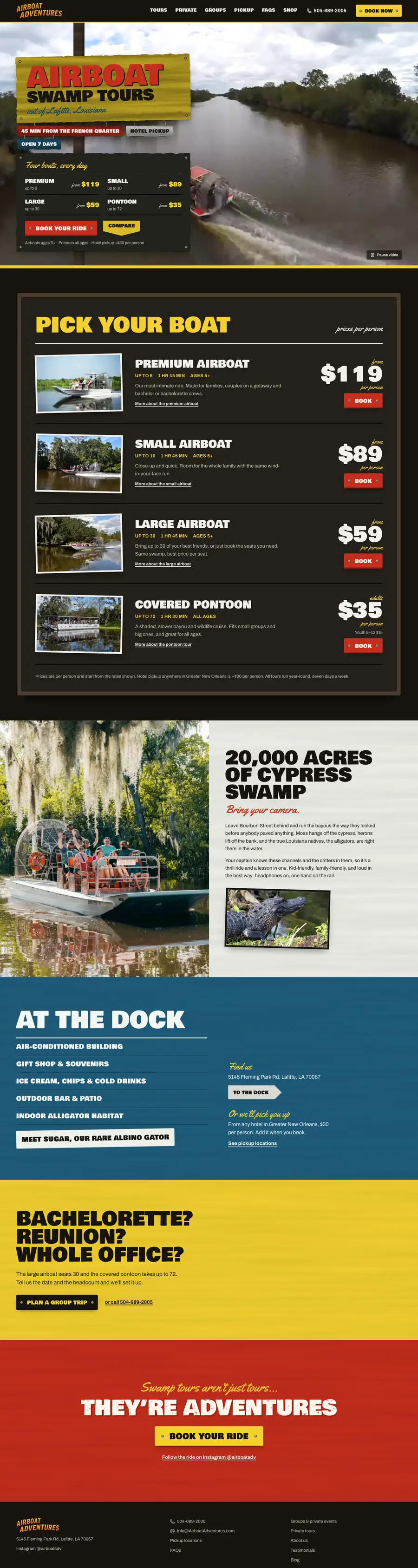 Airboat Adventures homepage